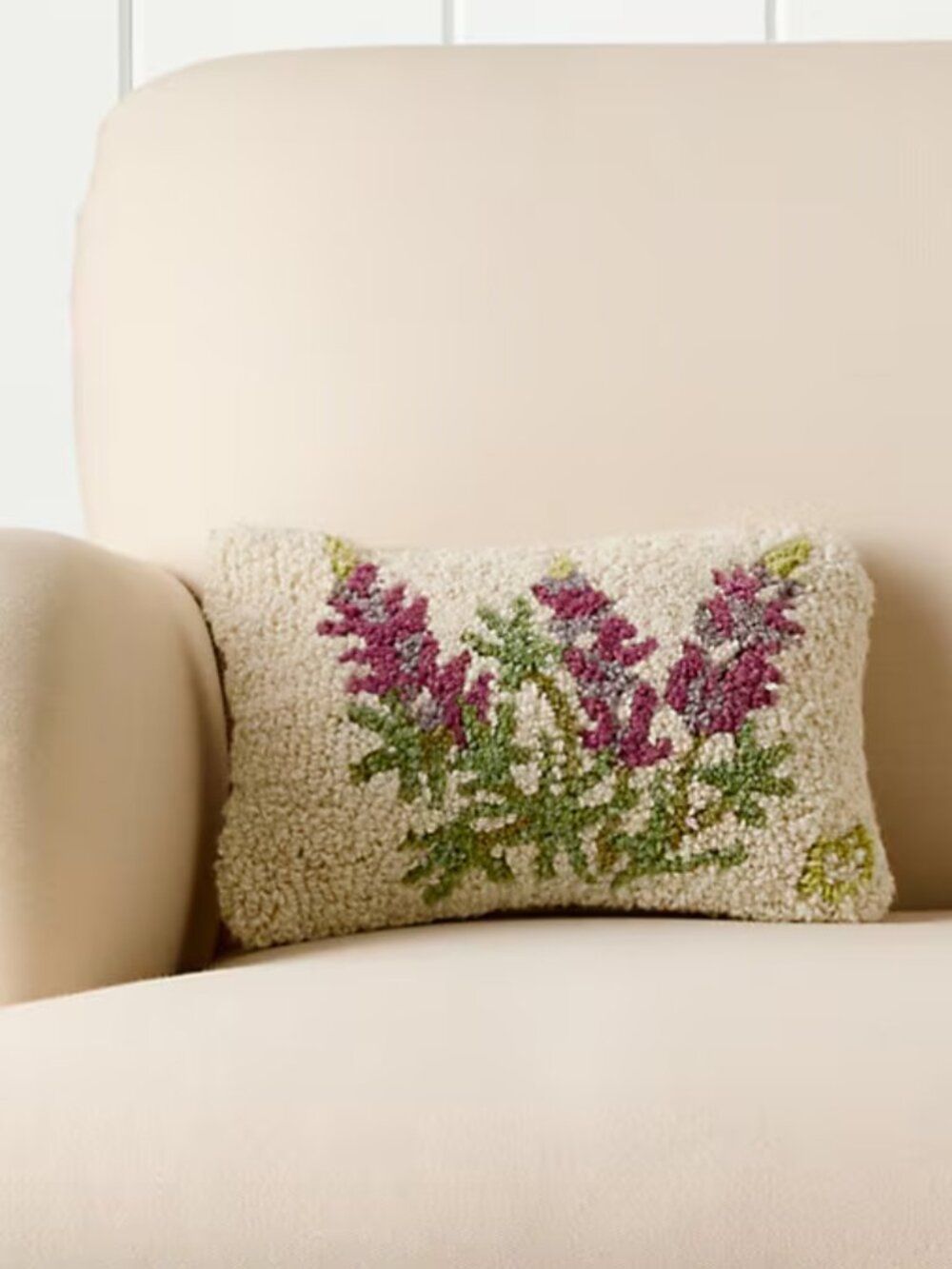 Garnet Hill Lupine Hooked Wool Pillow